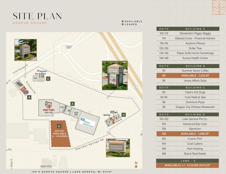 100-168 Geneva Sq, Lake Geneva, WI à louer - Plan de site – Image 3 sur 6