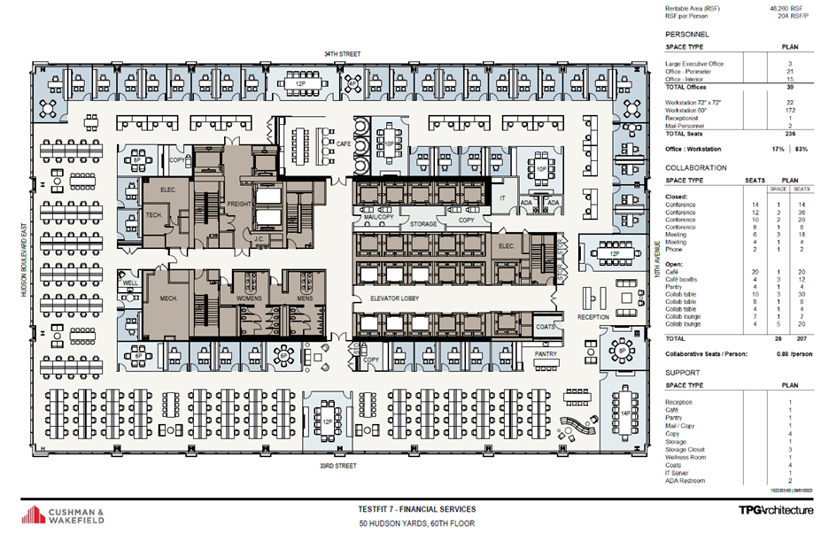 50 Hudson Yards, New York, NY à louer Plan d’étage– Image 1 sur 5