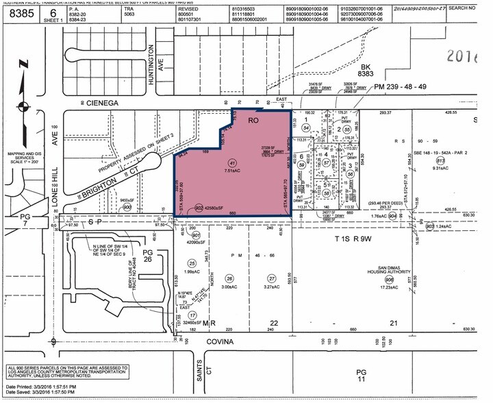 914 W Cienega Ave, San Dimas, CA à vendre - Plan cadastral – Image 1 sur 2