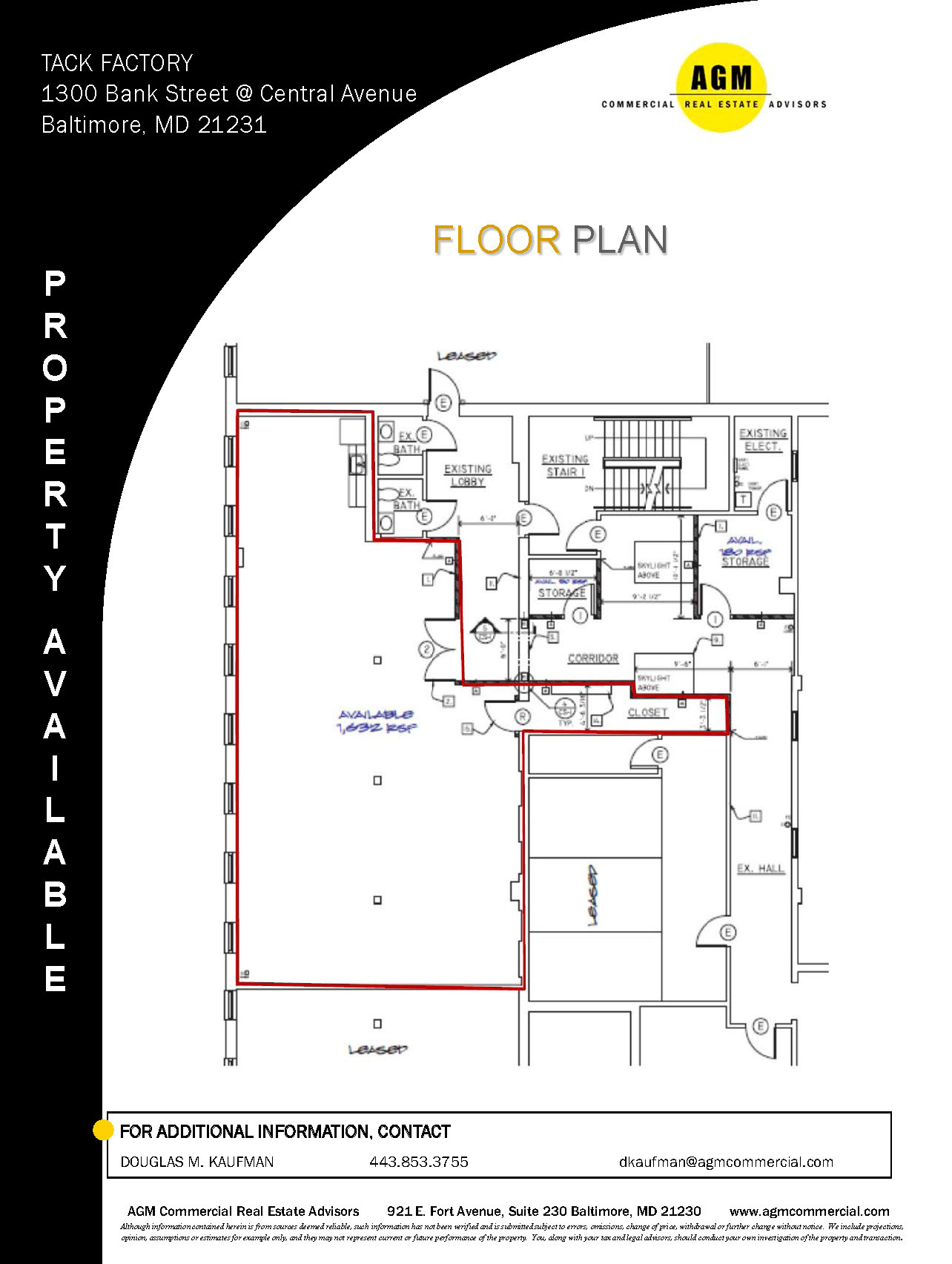 1300 Bank St, Baltimore, MD à louer Plan d’étage– Image 1 sur 1