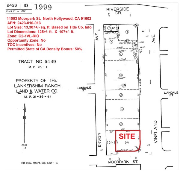 11003 Moorpark St, North Hollywood, CA à vendre - Plan cadastral – Image 3 sur 8