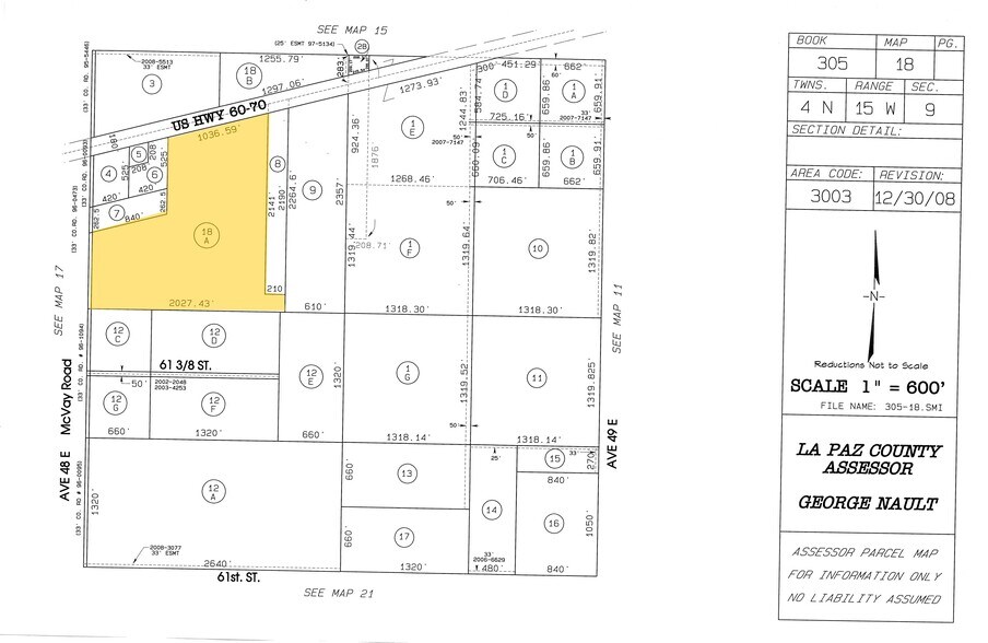 US-60 & McVay Rd, Bouse, AZ à vendre - Plan cadastral – Image 2 sur 2
