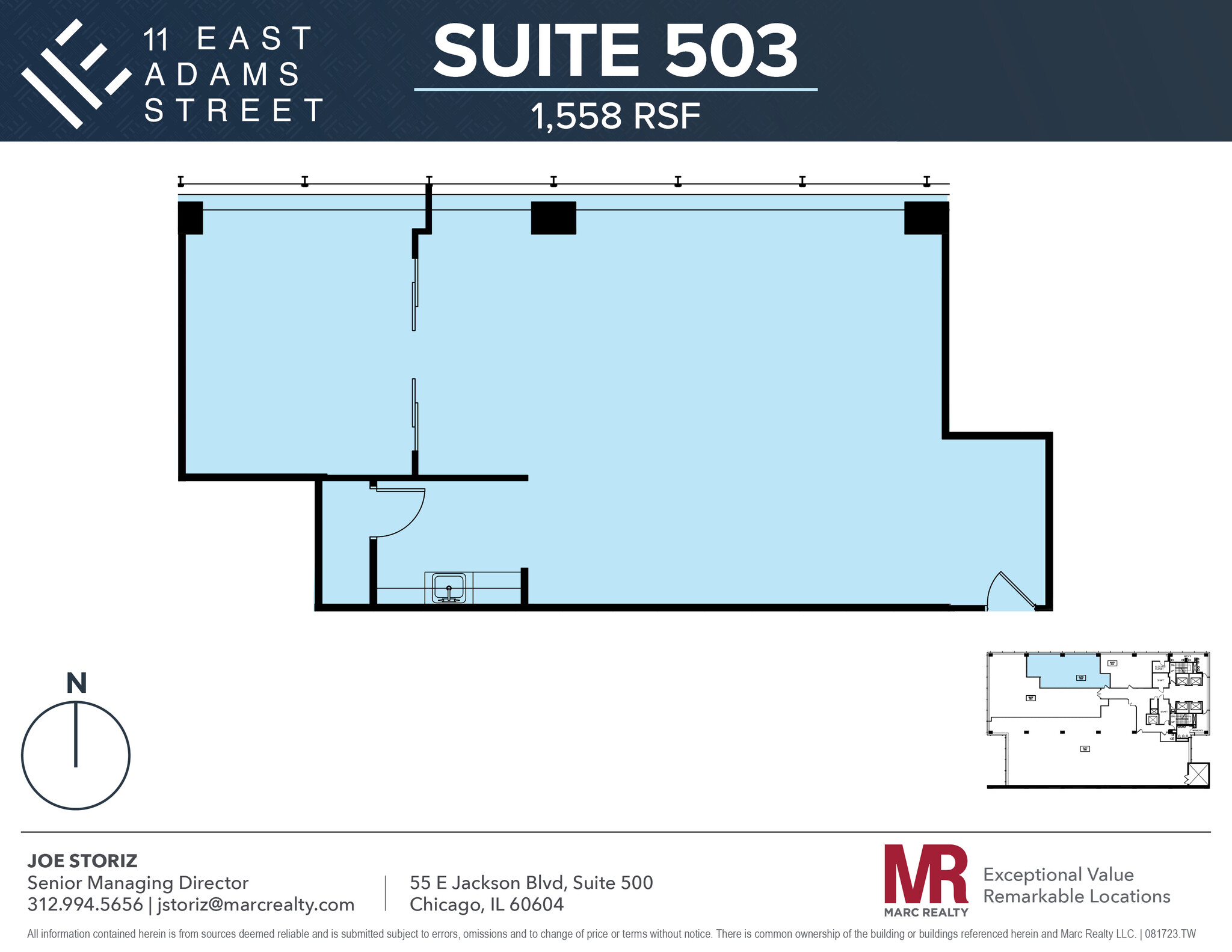 11 E Adams St, Chicago, IL à louer Plan d’étage– Image 1 sur 5