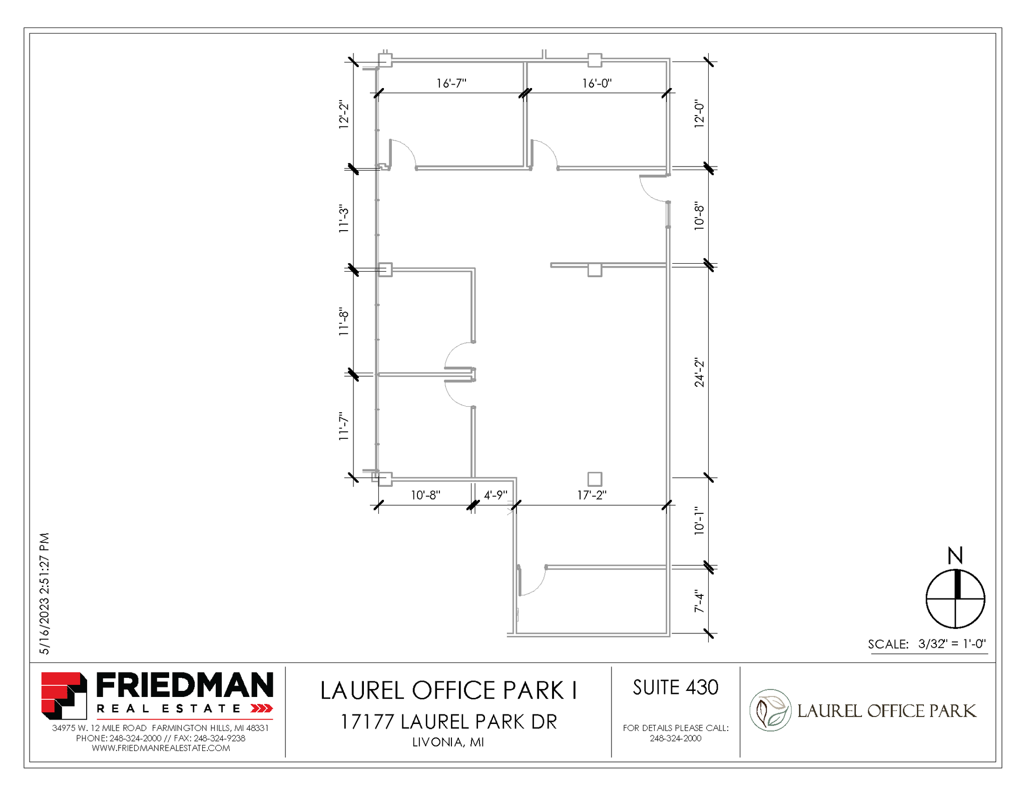17177 N Laurel Park Dr, Livonia, MI à louer Plan d’étage– Image 1 sur 2