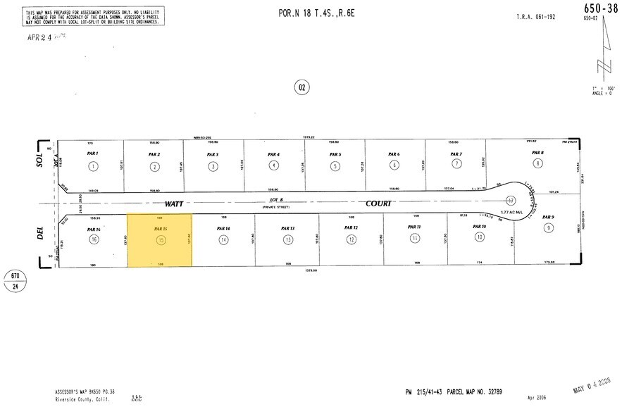 Watt Ct @ Rio Del Sol, Thousand Palms, CA à vendre - Plan cadastral – Image 2 sur 2