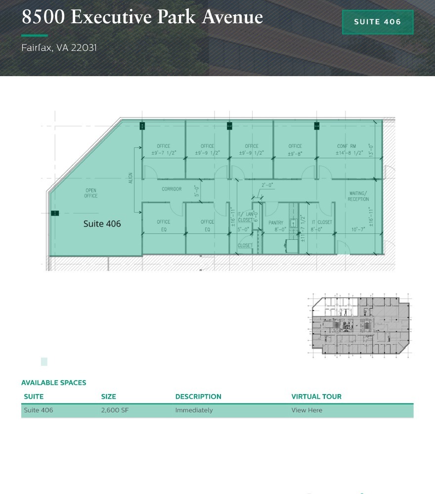 8500 Executive Park Ave, Merrifield, VA à louer Plan d’étage– Image 1 sur 1