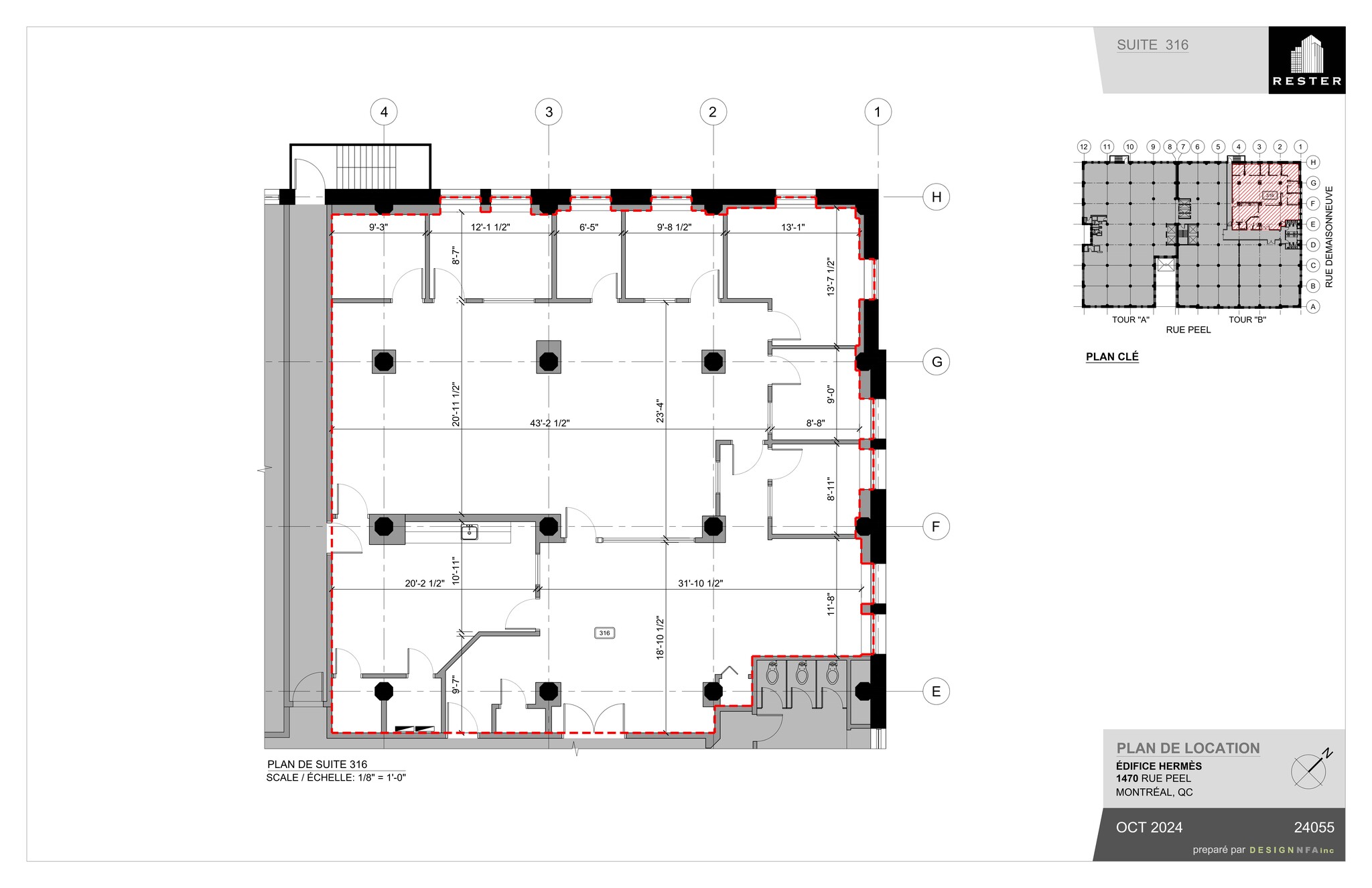 1450-1478 Rue Peel, Montréal, QC à louer Plan de site– Image 1 sur 1