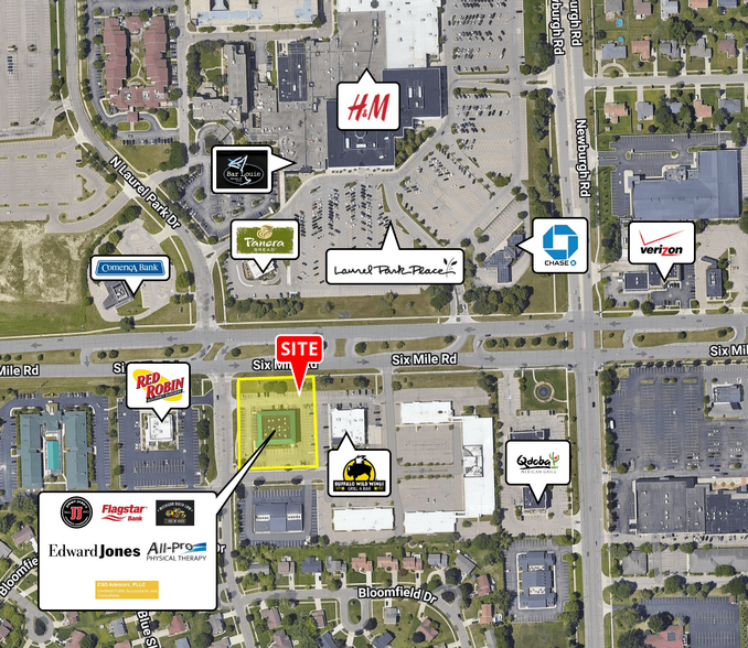 37655-37699 6 Mile Rd, Livonia, MI à louer - Aérien – Image 3 sur 4