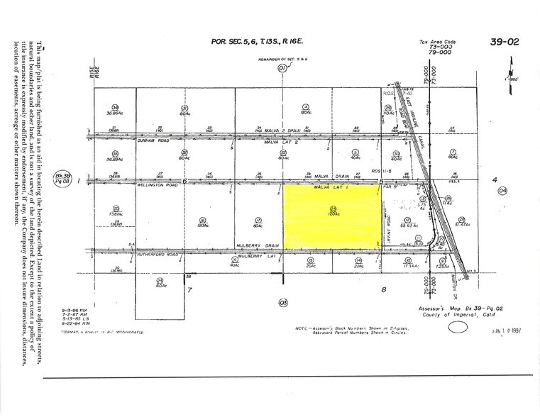 Rutherford Rd., Brawley, CA à vendre - Plan cadastral – Image 2 sur 2