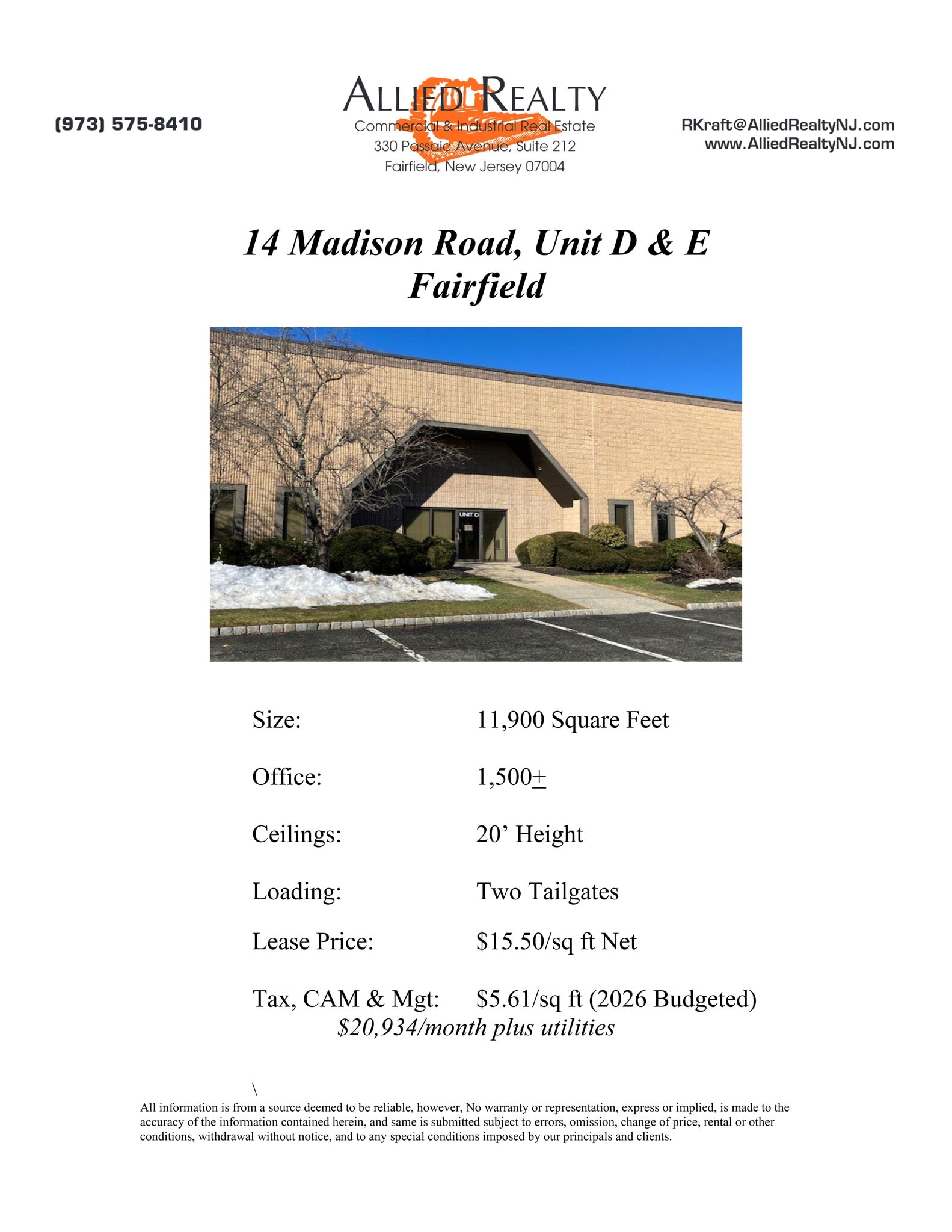 14 Madison Rd, Fairfield, NJ à louer Plan de site– Image 1 sur 1