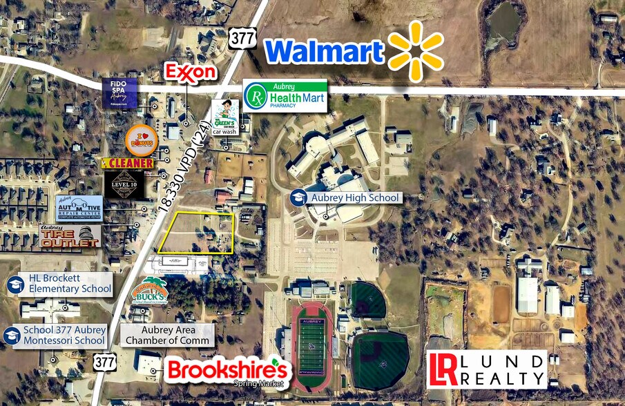 US 377 -3 AC | ON SEWER | COMMERCIAL | 3 LOTS, Aubrey, TX à vendre - Photo de l’immeuble – Image 3 sur 12