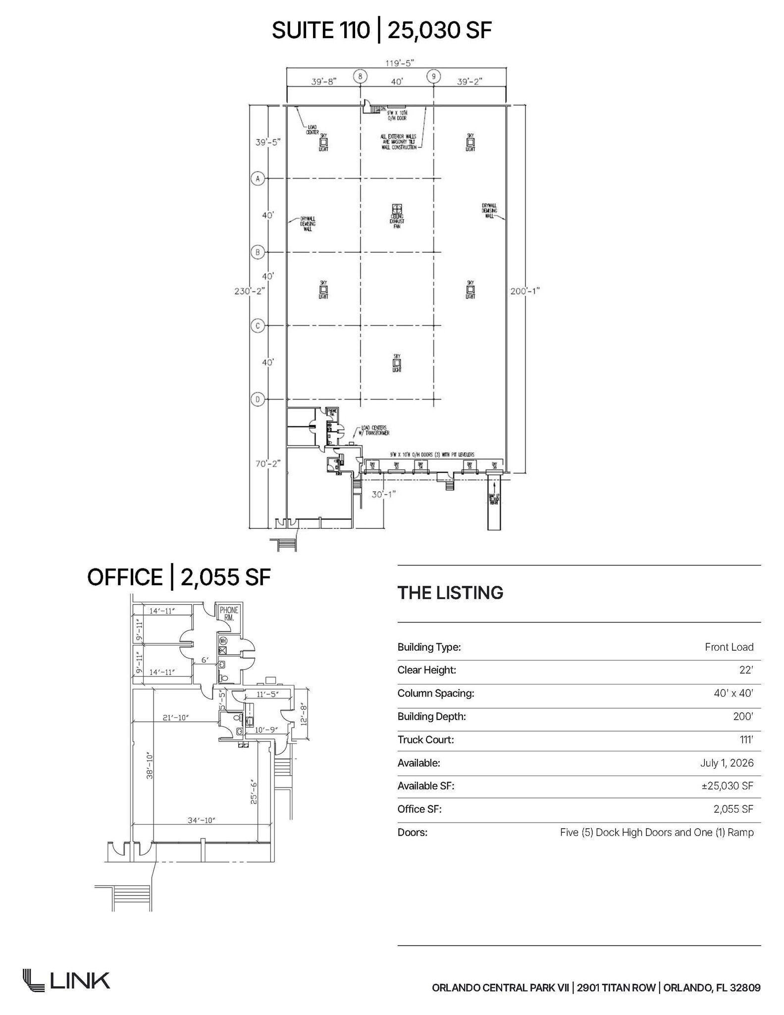 2901 Titan Row, Orlando, FL à louer Plan d’étage– Image 1 sur 2