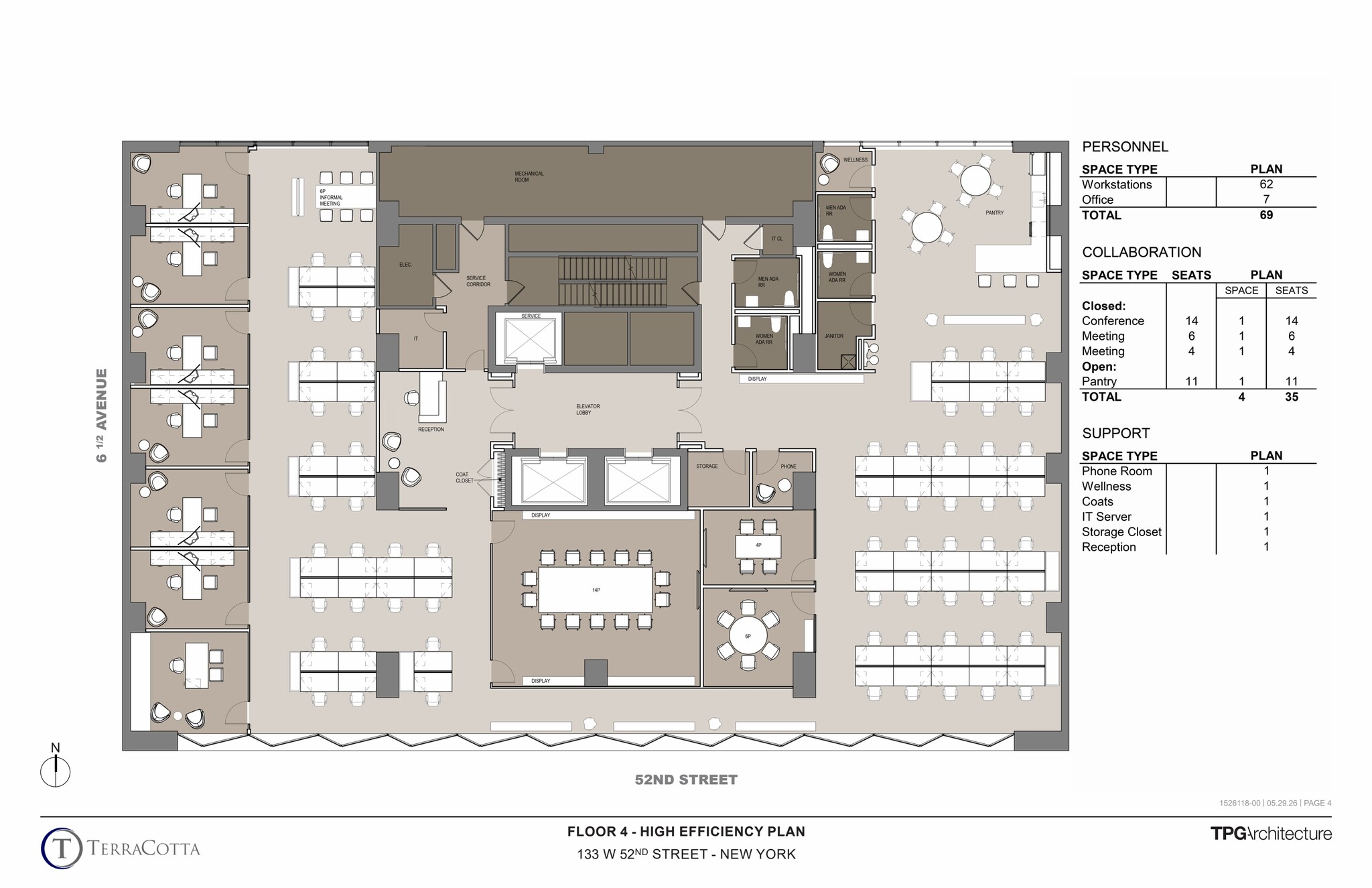 133 W 52nd St, New York, NY à louer Plan d’étage– Image 1 sur 10