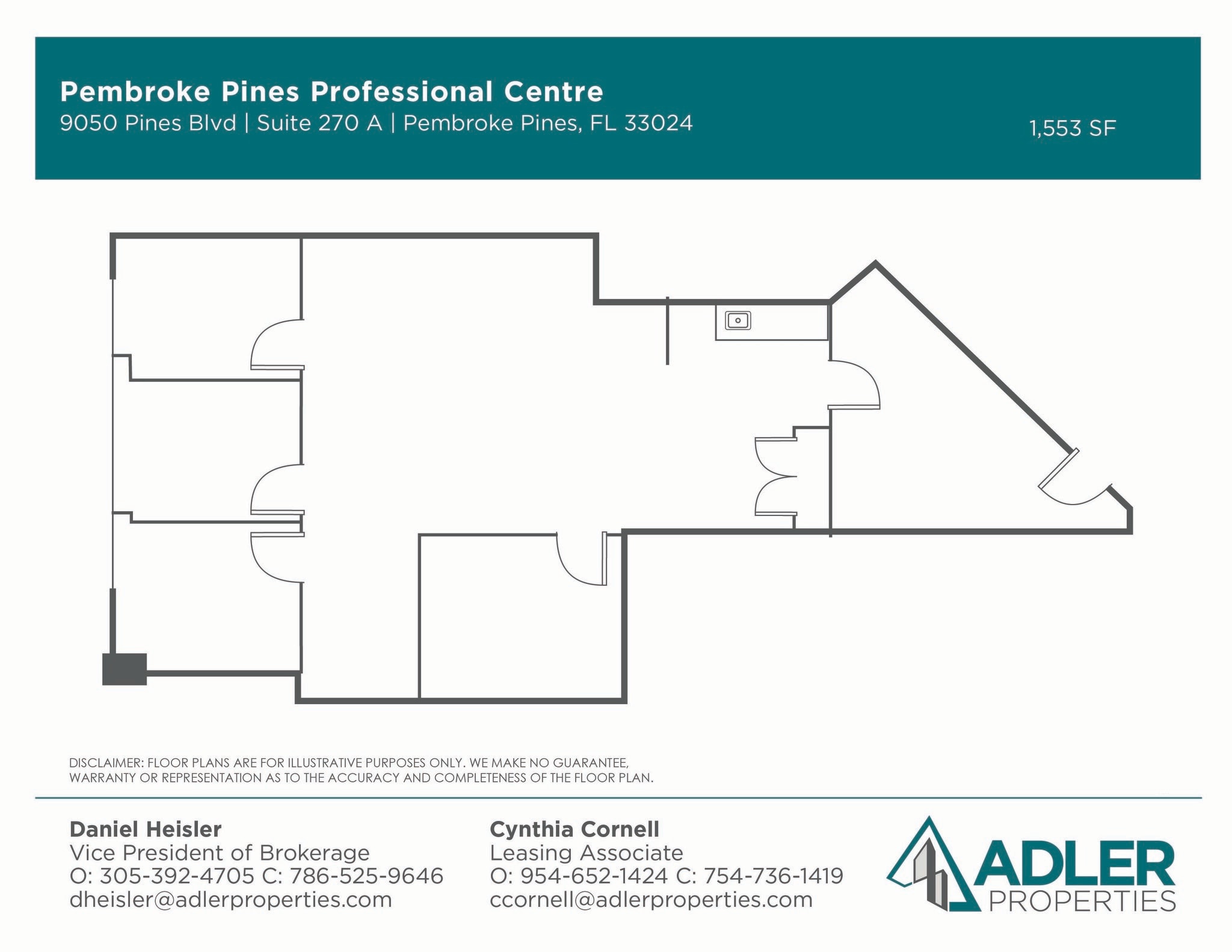 9050 Pines Blvd, Pembroke Pines, FL à louer Plan d’étage– Image 1 sur 2