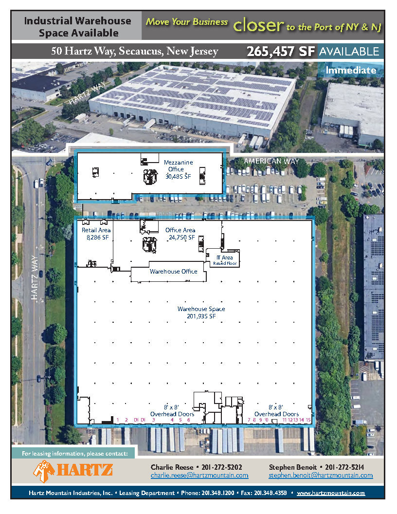 50 Hartz Way, Secaucus, NJ à louer Plan d’étage– Image 1 sur 1