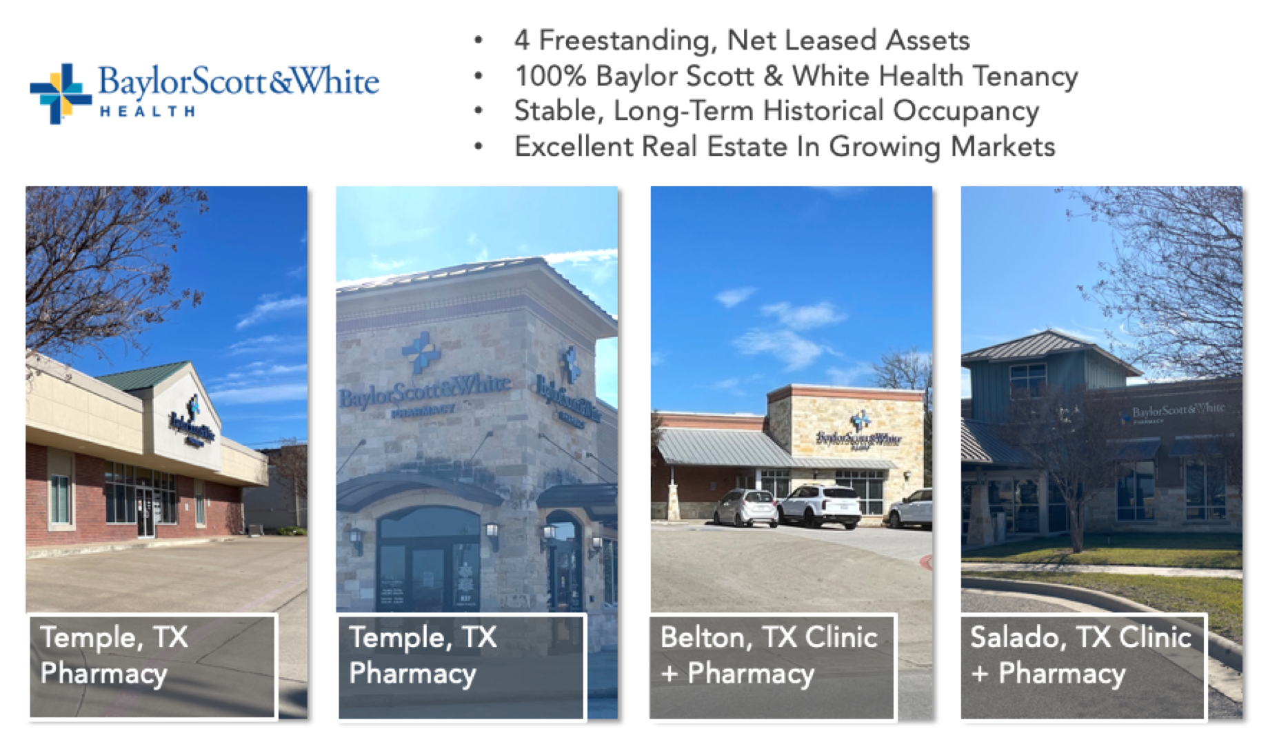 Baylor Scott & White Leased Portfolio portefeuille de 4 biens à vendre sur LoopNet.fr Autre– Image 1 sur 12