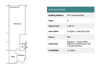 1818 Peacock Blvd, Oceanside, CA à louer Plan d’étage– Image 2 sur 2