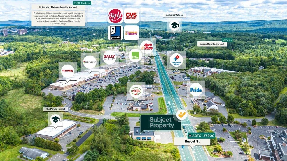 424 Russell St, Hadley, MA à vendre - Aérien – Image 2 sur 3