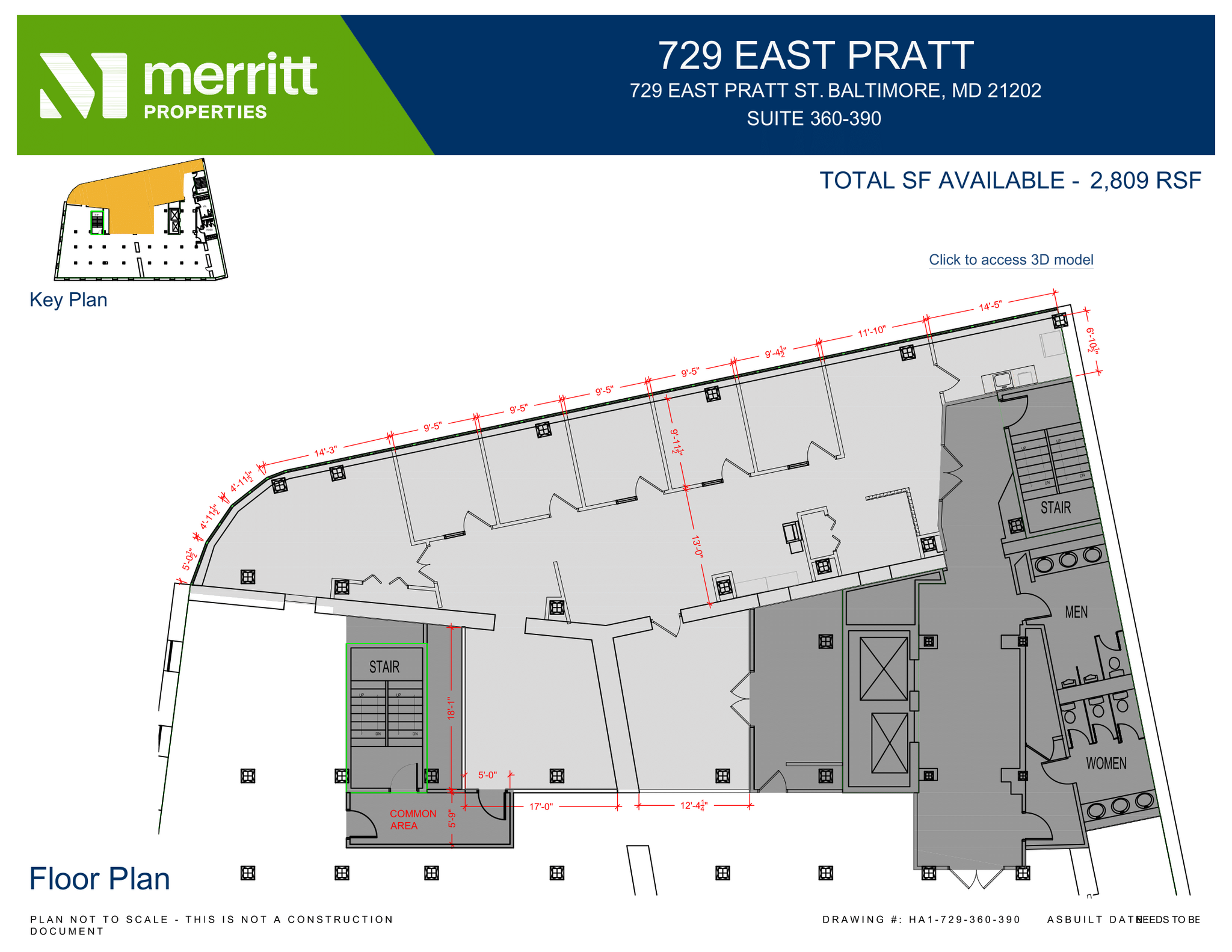 729 E Pratt St, Baltimore, MD à louer Plan d’étage– Image 1 sur 1