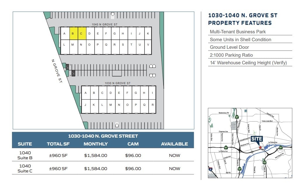 1040 N Grove St, Anaheim, CA à louer Plan d’étage– Image 1 sur 1