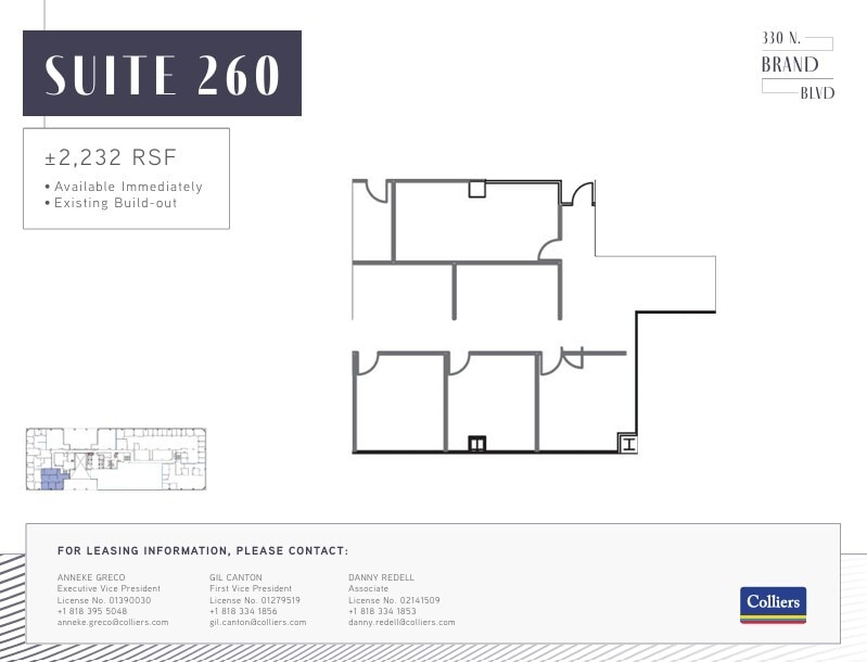330 N Brand Blvd, Glendale, CA à louer Plan d’étage– Image 1 sur 1