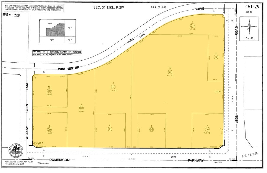 Leon Rd & Domenigoni Pky, Winchester, CA à vendre - Plan cadastral – Image 2 sur 4