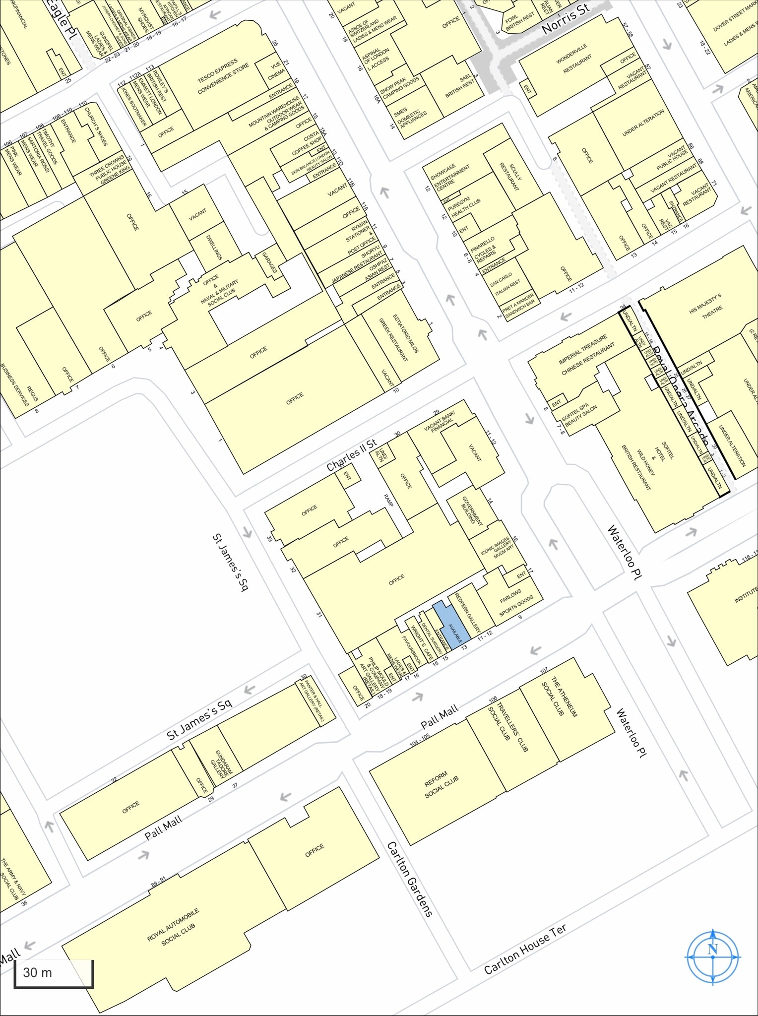 13 Pall Mall, Londres à louer Carte– Image 1 sur 2