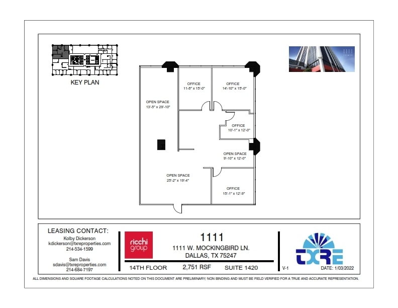1111 W Mockingbird Ln, Dallas, TX à louer Plan d’étage– Image 1 sur 1