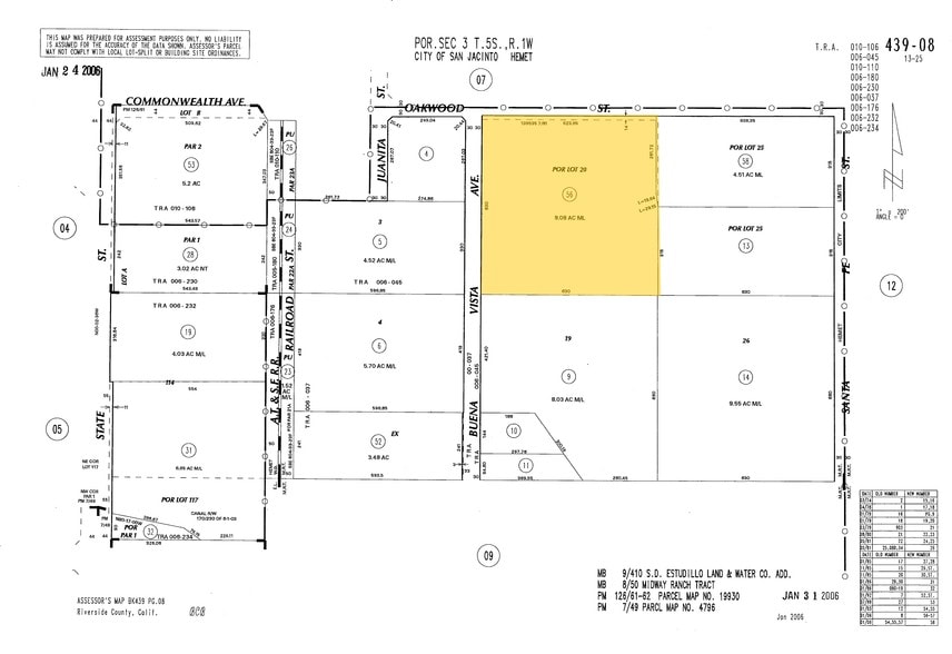Oakwood St, Hemet, CA à vendre - Plan cadastral – Image 2 sur 7