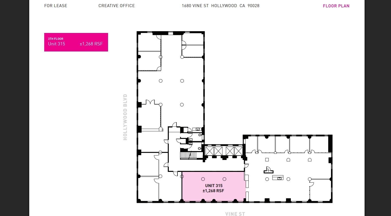 1680 N Vine St, Hollywood, CA à louer Plan d’étage– Image 1 sur 1