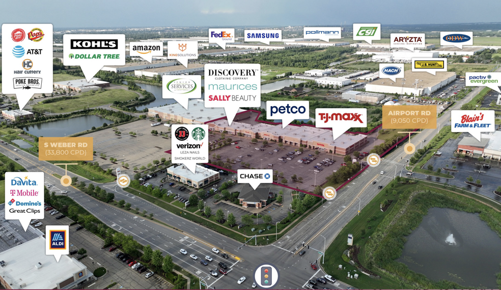 351-375 S Weber Rd, Romeoville, IL à louer - Aérien – Image 3 sur 10