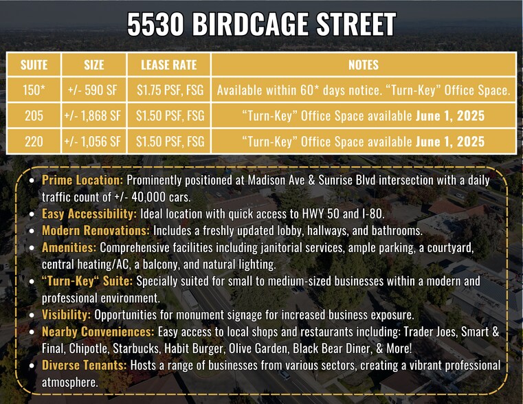 5530 Birdcage St, Citrus Heights, CA à louer - Photo de l’immeuble – Image 2 sur 15