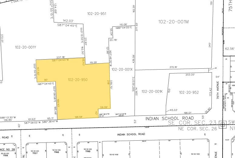 W Indian School Rd, Phoenix, AZ à louer Plan cadastral– Image 1 sur 3