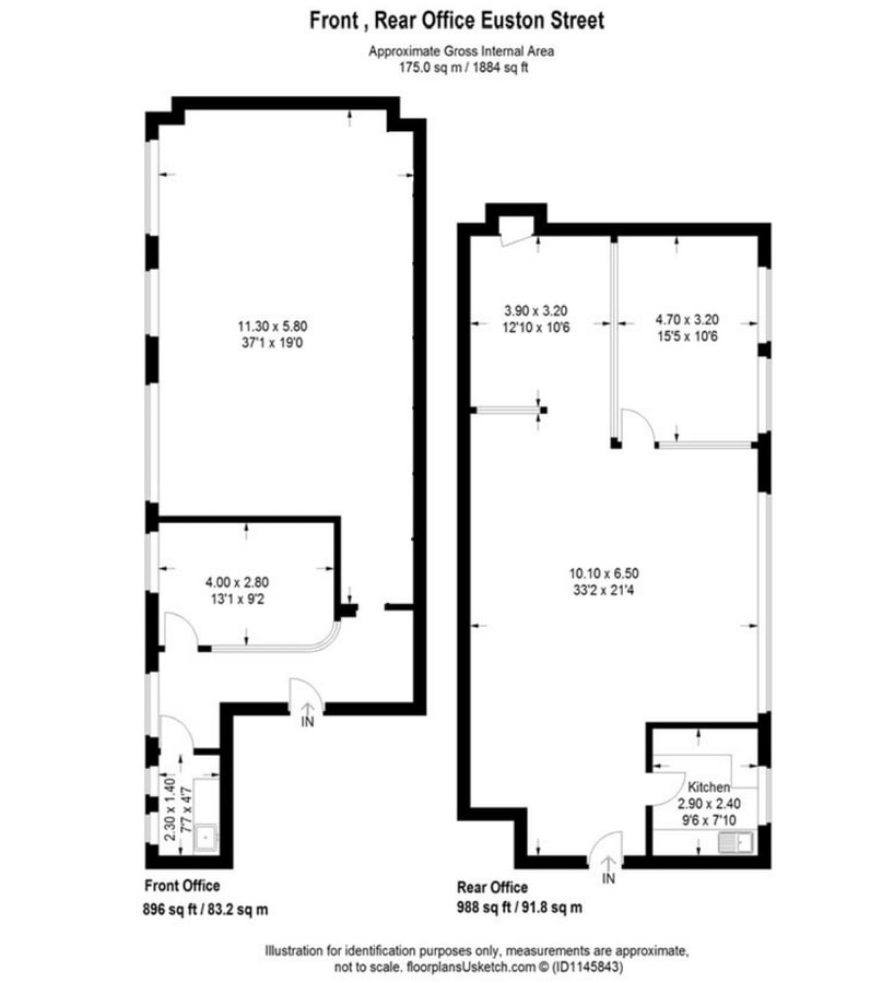 105-111 Euston St, Londres, LND NW1 2EW - Lot 1st Floor -  - Plan d’étage - Image 1 of 3