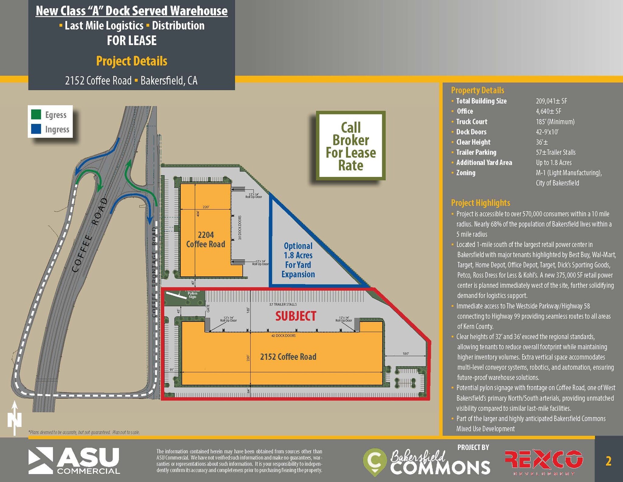 2152 Coffee Rd, Bakersfield, CA à louer Plan de site– Image 1 sur 2