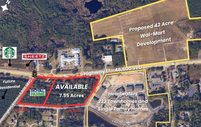 SEC of Highway 17 and Washington Acres Rd, Hampstead, NC à vendre - Aérien – Image 1 sur 4
