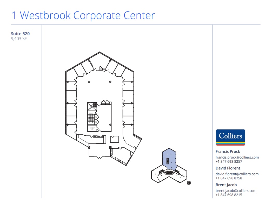 1 Westbrook Corporate Ctr, Westchester, IL à louer Plan d’étage– Image 1 sur 1