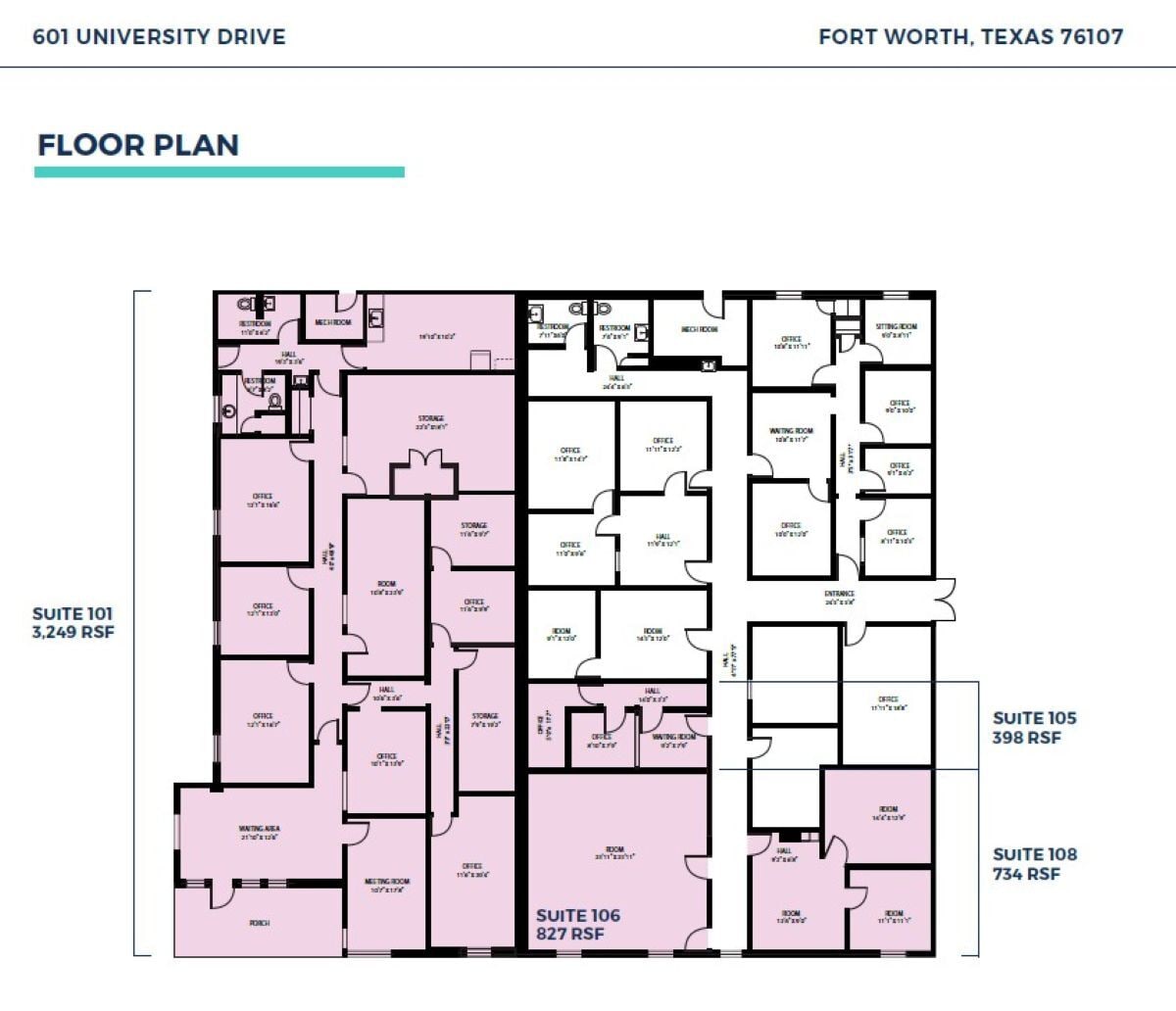 601 University Dr, Fort Worth, TX à louer Plan d’étage– Image 1 sur 1
