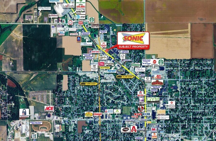929 W Springfield Rd, Taylorville, IL à vendre - Aérien – Image 3 sur 3