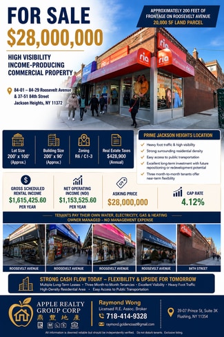 Plus de détails pour 8401-8429 Roosevelt Ave, Jackson Heights, NY - Local commercial à vendre