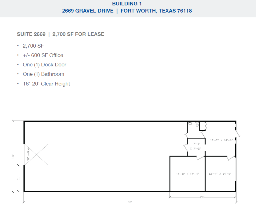 2501-2519 Gravel Dr, Fort Worth, TX à louer Plan d’étage– Image 1 sur 1