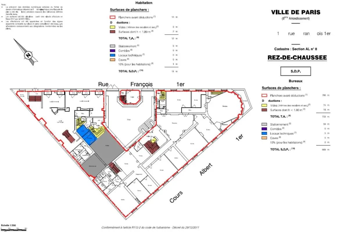 1 Rue François Ier, Paris à louer Plan d’étage– Image 1 sur 1