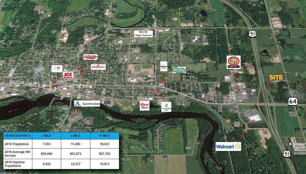 505 S Pine Ridge Ave, Merrill, WI à vendre - Aérien – Image 2 sur 3