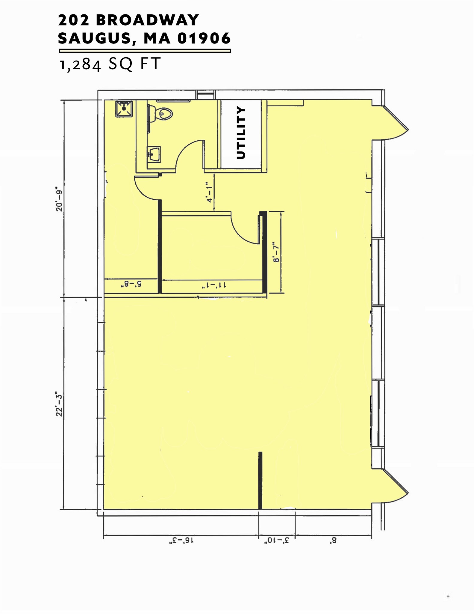 214 Broadway, Saugus, MA à louer Plan d’étage– Image 1 sur 2
