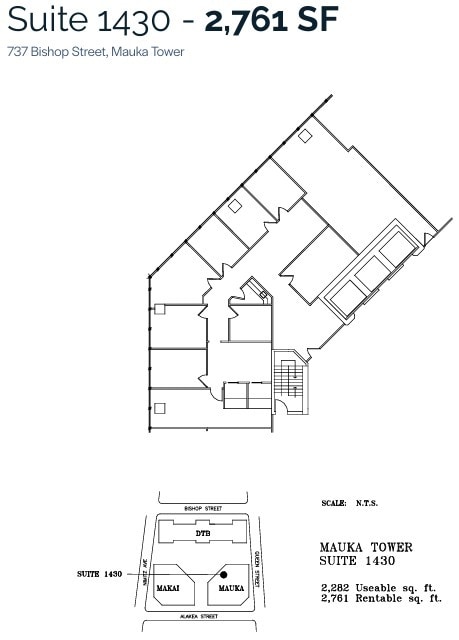 733 Bishop St, Honolulu, HI à louer Plan d’étage– Image 1 sur 1