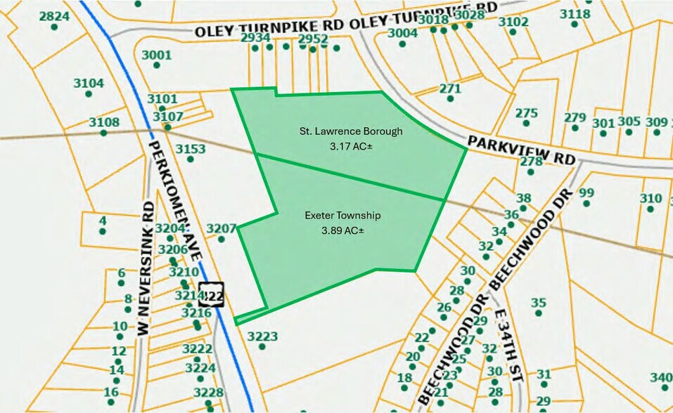 Parkview Rd, Reading, PA à vendre - Plan cadastral – Image 1 sur 2