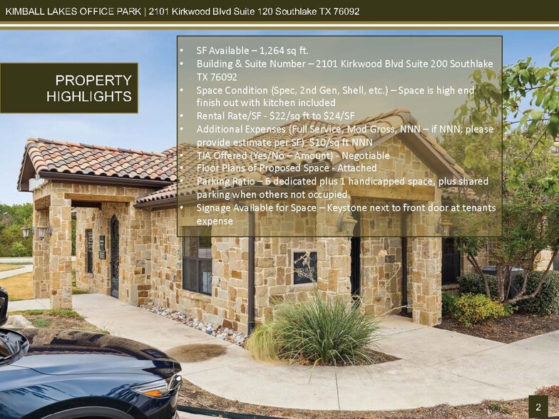 2101 E Kirkwood Blvd, Southlake, TX à louer - Photo de l’immeuble – Image 2 sur 47