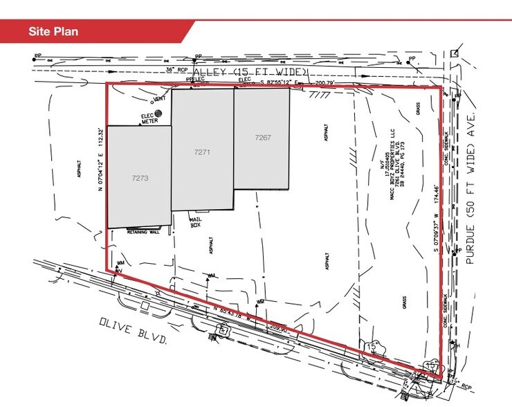 7261-7273 Olive Blvd portefeuille de 3 biens à vendre sur LoopNet.fr - Plan de site – Image 3 sur 3