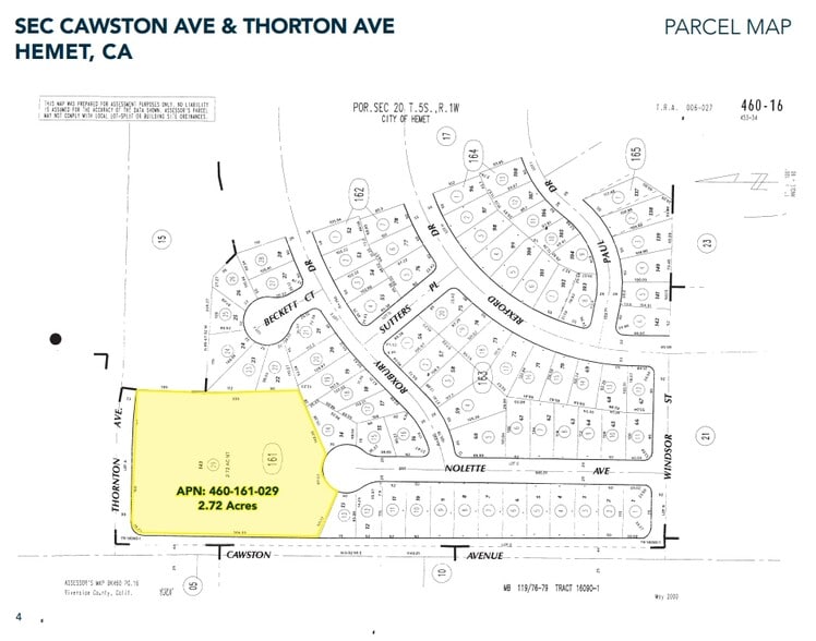 SEC S Cawston Ave & W Thornton Ave, Hemet, CA à vendre - Plan cadastral – Image 3 sur 7