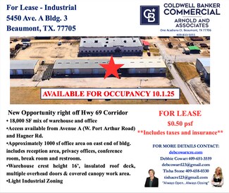 Plus de détails pour 5450 Ave A. Bldg. 3, Beaumont, TX - Industriel/Logistique à louer
